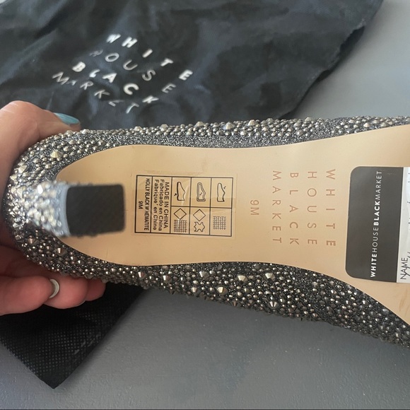 WHBM Hematite-Embellished High Heel Silver Jeweled Pumps - Picture 5 of 16